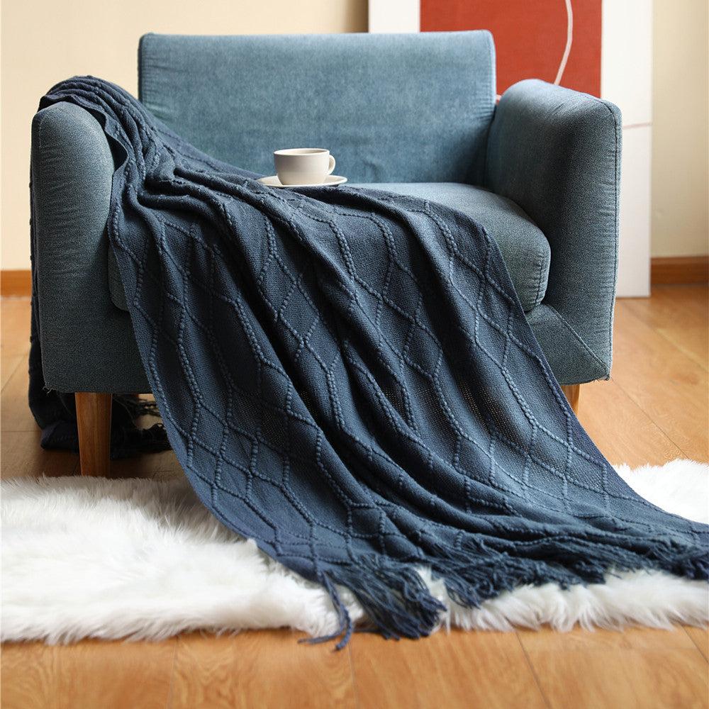 Ladies stylish throw blanket with textured design LoungeYard — product view 2