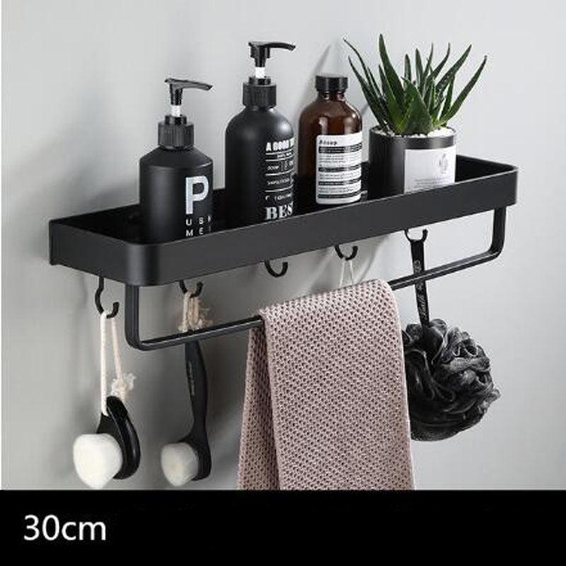 LoungeYard | Black bathroom shelf made of space aluminum for wall mounting — product view 6