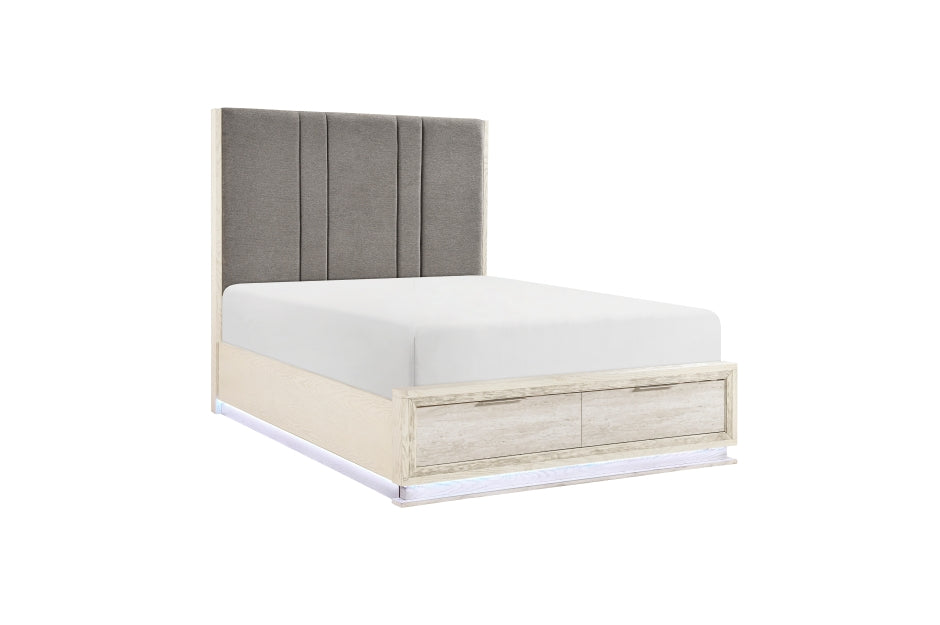 Noctis White and Light Grey Queen Bedroom Set with LED Accent Lighting – 2391-4PC — product view 2