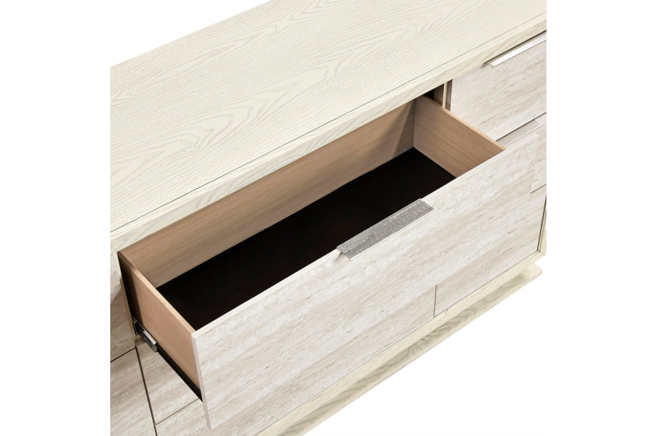 Noctis White and Light Grey Queen Bedroom Set with LED Accent Lighting – 2391-4PC — product view 4