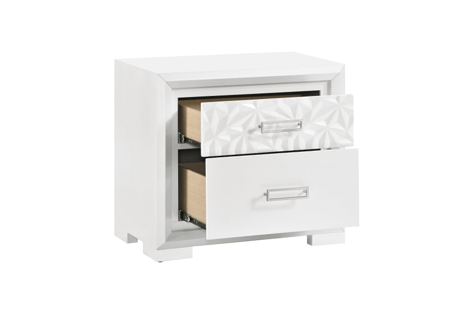 Luna Pearl White Queen Bedroom Set with LED Accent Lighting – 2469-4PC — product view 5
