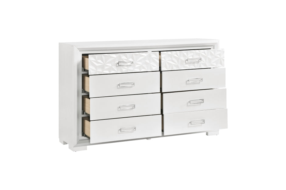 Luna Pearl White Queen Bedroom Set with LED Accent Lighting – 2469-4PC — product view 6