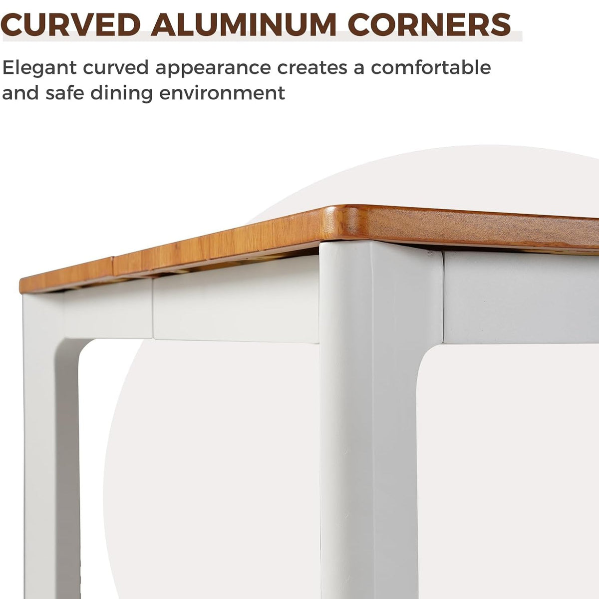 LOUNGE YARD Rectangular Outdoor Dining Table, Waterproof Woodgrain Tabletop — product view 3