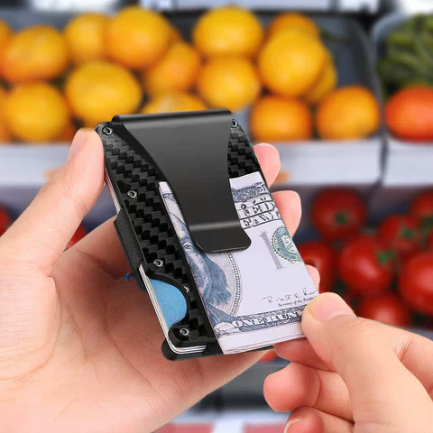 LoungeYard | RFID Blocking Men's Carbon Fiber Metal Wallet — product view 4