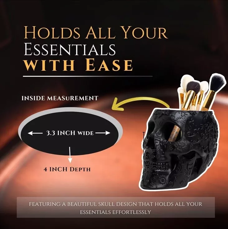 LoungeYard | Black Skull Makeup Brush Holder — product view 2