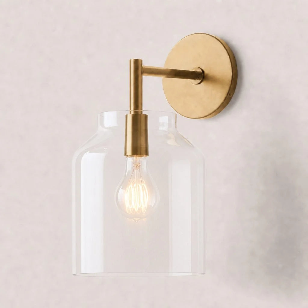 Hanton Minimalist Wall Sconce, Vintage Milk Glass — product view 6
