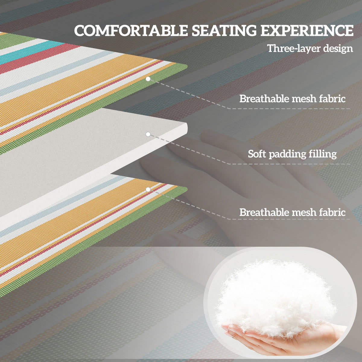 2-Piece Folding Chaise Lounge with Face Hole, Rainbow Striped — product view 6