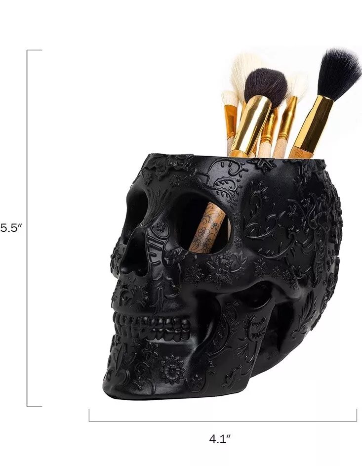 LoungeYard | Black Skull Makeup Brush Holder — product view 3