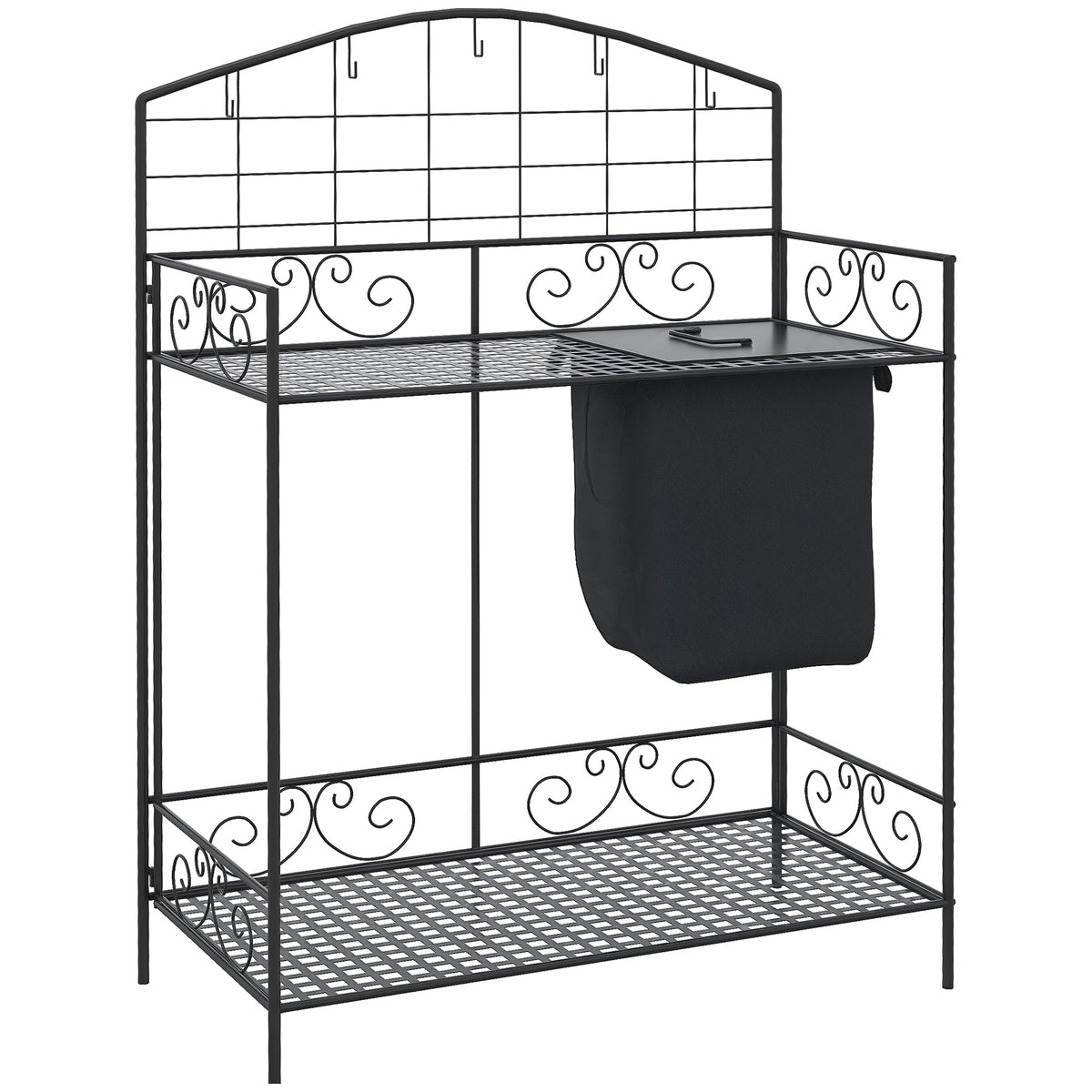 Folding Potting Bench Table with Storage Shelf, Flourishes — product view 1