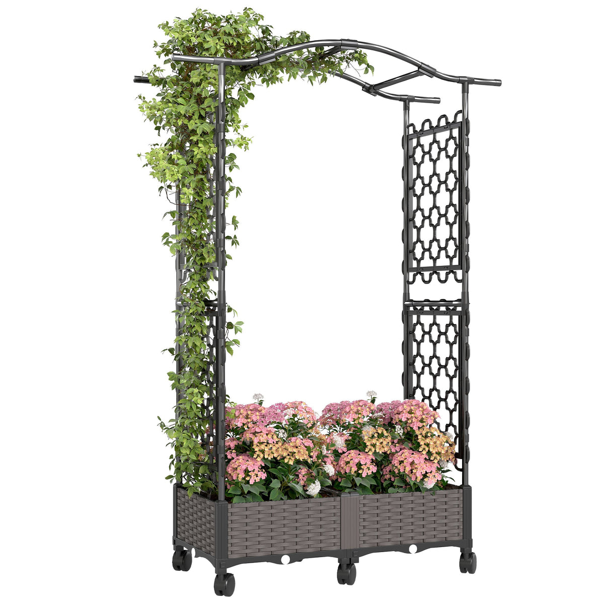 Raised Garden Bed with Arch Trellis, Wheels & Self Watering Planter — product view 1