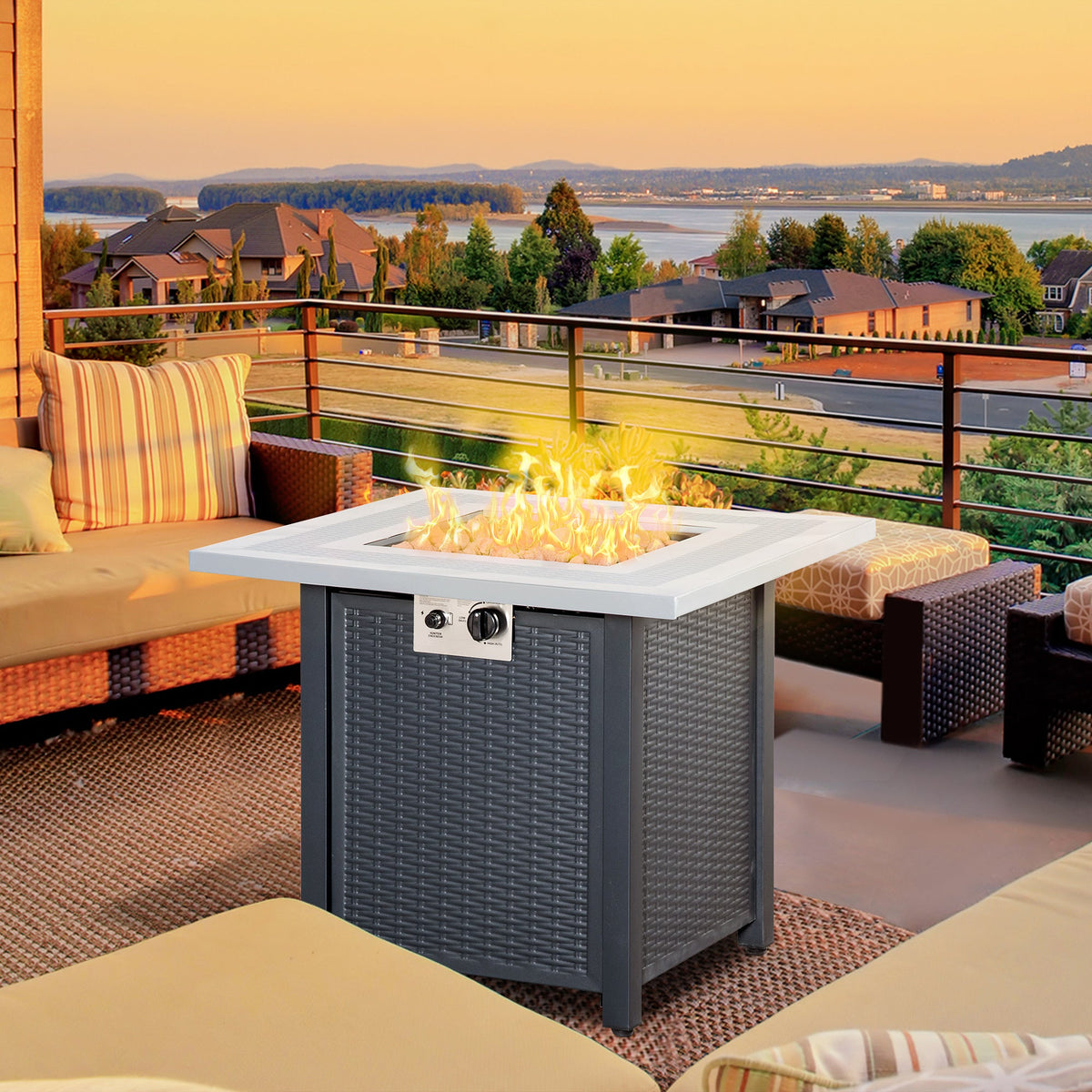 71 x 71 x 62 cm Gas Fire Pit Table, 40000 BTU, Black — product view 3