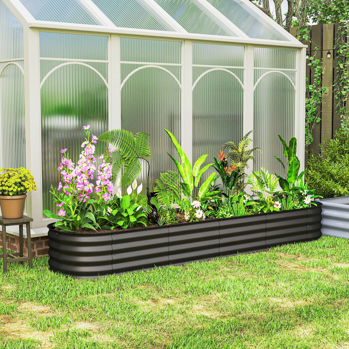 8' x 2' x 1' Galvanized Raised Garden Bed Kit, Dark Gray — product view 4