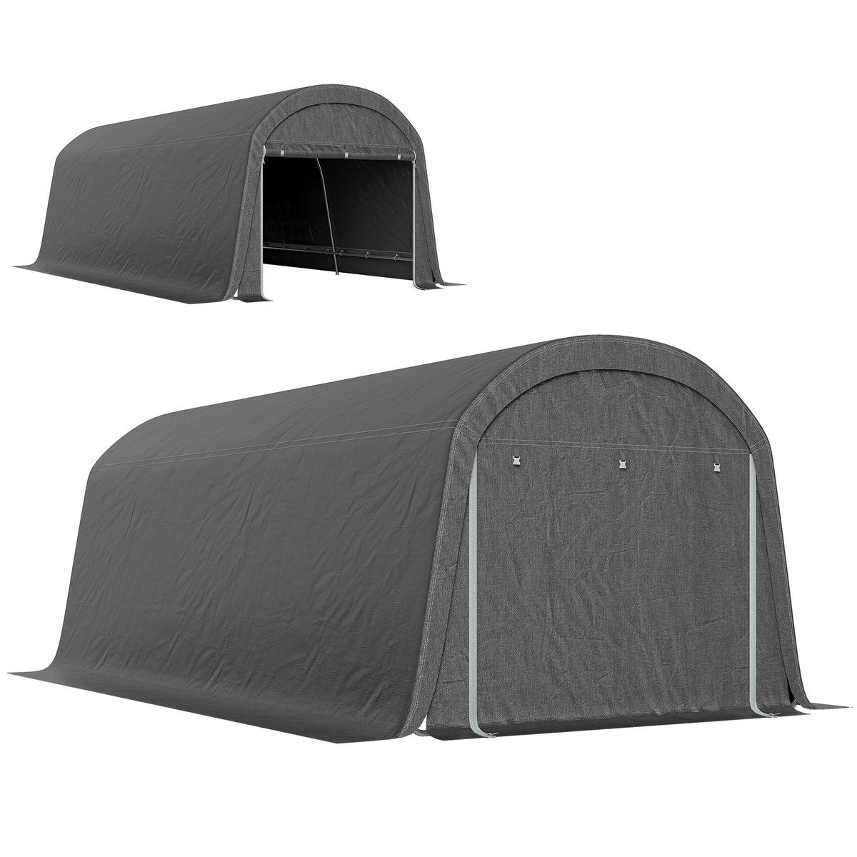 10' x 20' Portable Shed with Roll-up Zipper Door, Dark Grey — product view 2