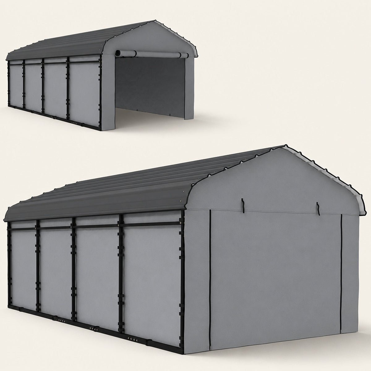 Onward 12' x 20' Heavy Duty Metal Carport with Galvanized Roof & Removable Sidewalls — product view 2