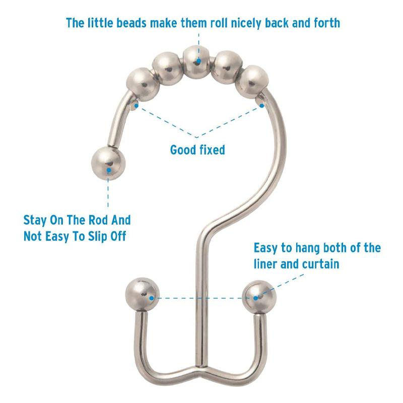 LoungeYard | Stainless Steel Shower Curtain Hooks — product view 3