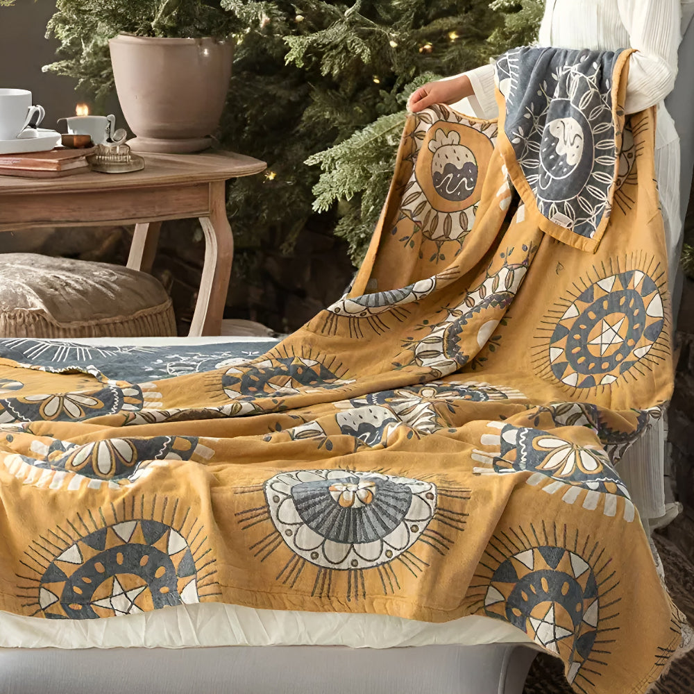 LoungeYard | Blossom Radiance Circle Cotton Blanket — product view 2
