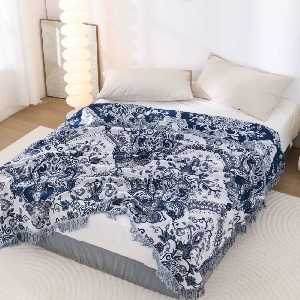 LoungeYard | Paisley Dream Cotton Tassel Blanket — product view 7