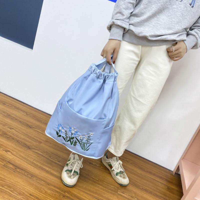 Multifunctional travel backpack with drawstring and embroidery | LoungeYard — product view 2