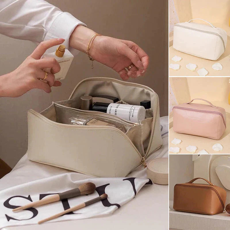Large Travel Makeup Bag, Water-Resistant PU Leather — product view 2
