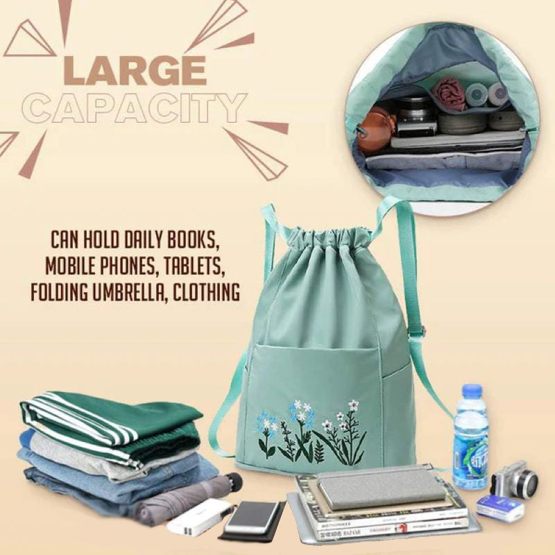 LoungeYard | Simple embroidered drawstring yoga bag — product view 2
