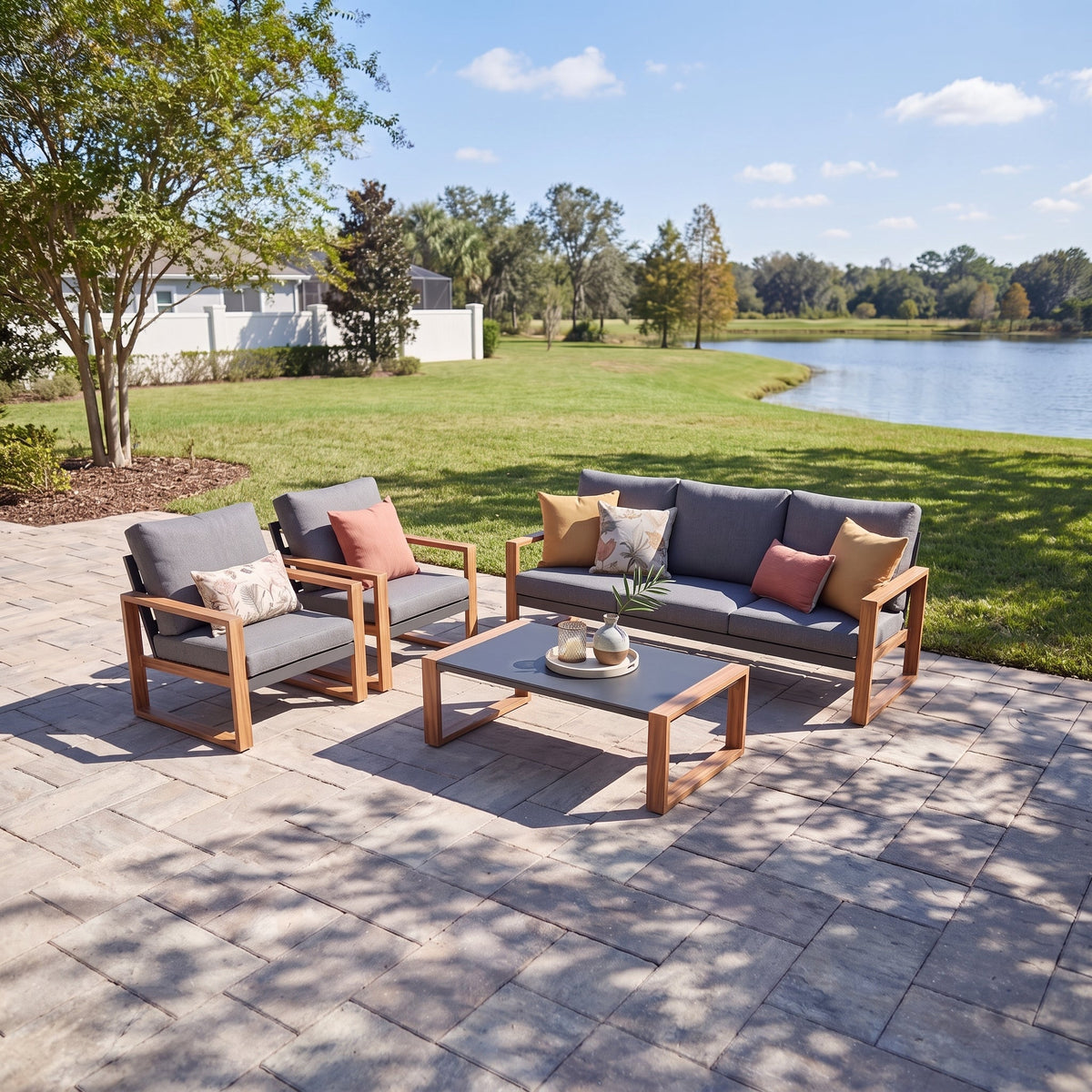 LOUNGE YARD 5-Seat Conversation Sofa Set, All Aluminum Outdoor Furniture with Removable Cushions and Coffee Table — product view 5