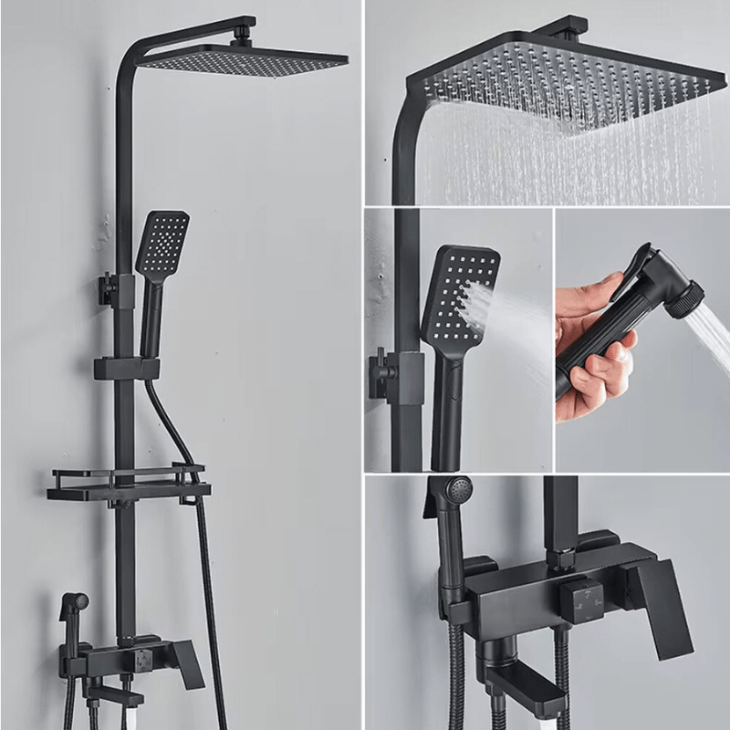 LoungeYard | RainFlow Luxe Rain Shower Set – adjustable brass shower fixture with 4 functions — product view 5