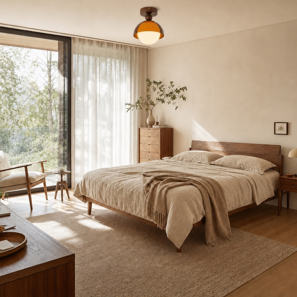 Afterglow Amber Dome Ceiling Light, Walnut — product view 6