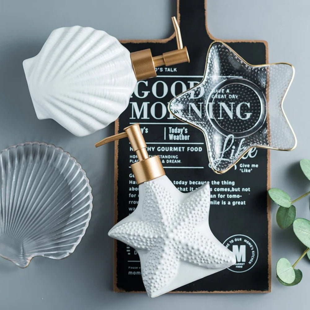 LoungeYard | Seashell Ceramic Soap Dispenser — product view 2