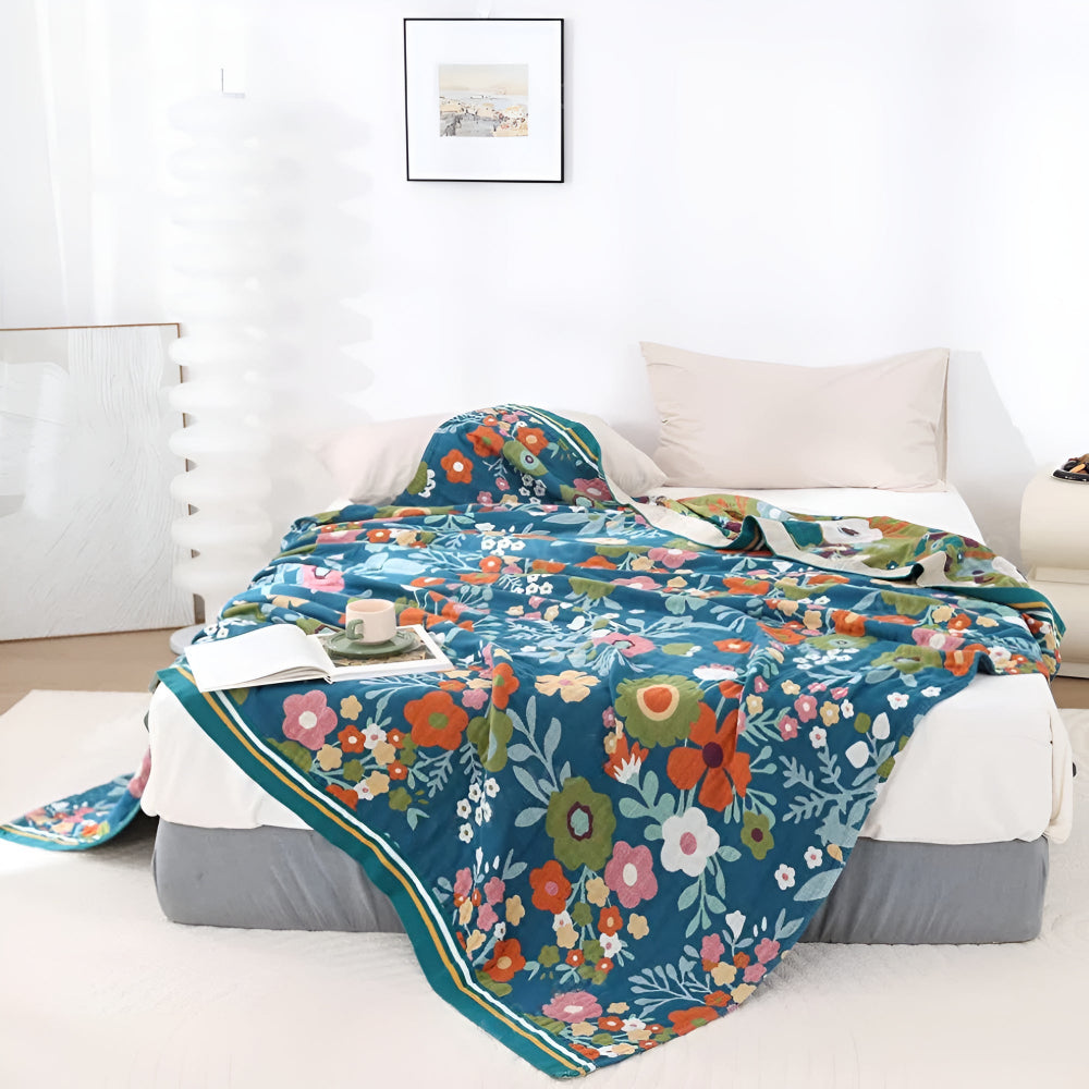 LoungeYard | Wildflower Botanical Bliss Cotton Blanket — product view 2