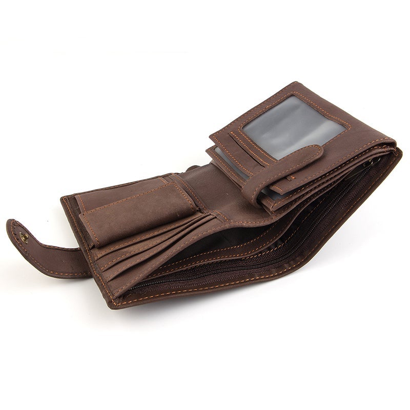 Vintage Leather PU Wallet with three compartments and multiple slots | LoungeYard — product view 2