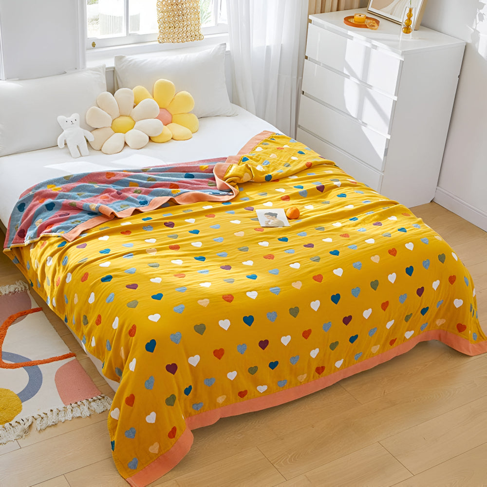 LoungeYard | Whimsical Hearts Reversible Cotton Blanket — product view 1