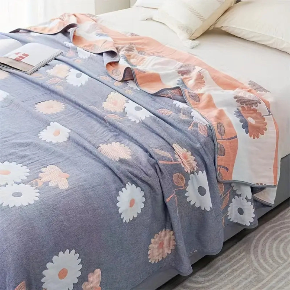 LoungeYard | Zyphara Reversible Cotton Floral Blanket — product view 1