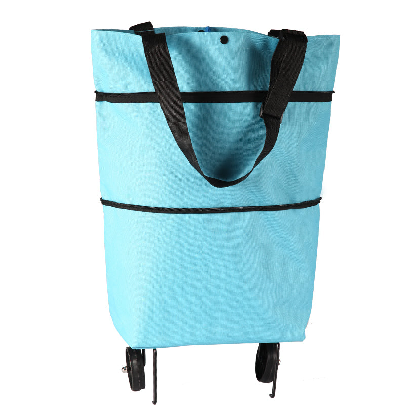 LoungeYard | Reusable Shopping Trolley / Tote Bag with Foldable Wheels, Adjustable Strap, Thick Bottom and Large Capacity, For Shopping, Outdoors and More — product view 2