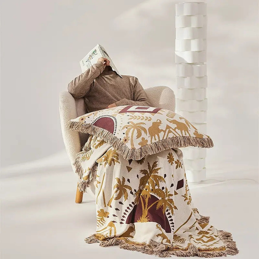 LoungeYard | Azura Boho Geometric Knit Blanket — product view 2