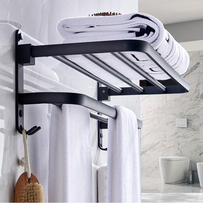 LoungeYard | Easy Organizer Bathroom Aluminum Foldable Towel Rack — product view 2