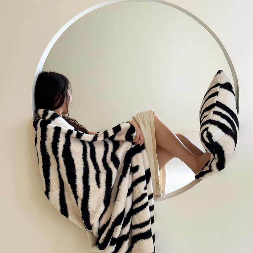 LoungeYard | Zebra Print Luxe Faux Fur Blanket — product view 5