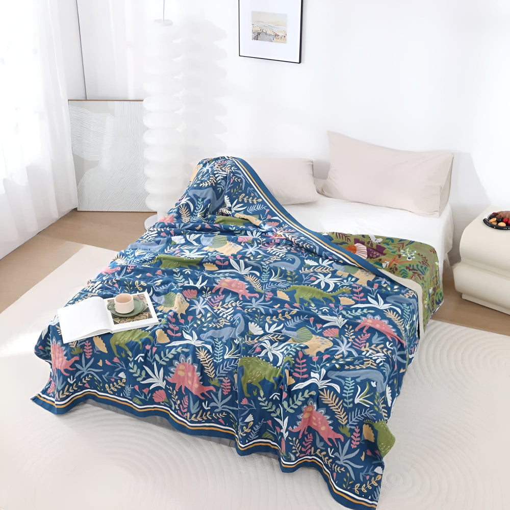 LoungeYard | Dinosaur Forest Cotton Blanket — product view 1