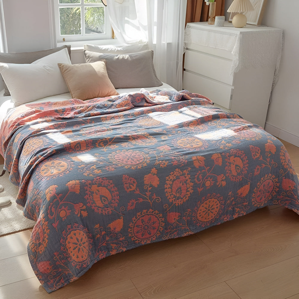 LoungeYard | Rustic Floral Cotton Reversible Blanket — product view 6