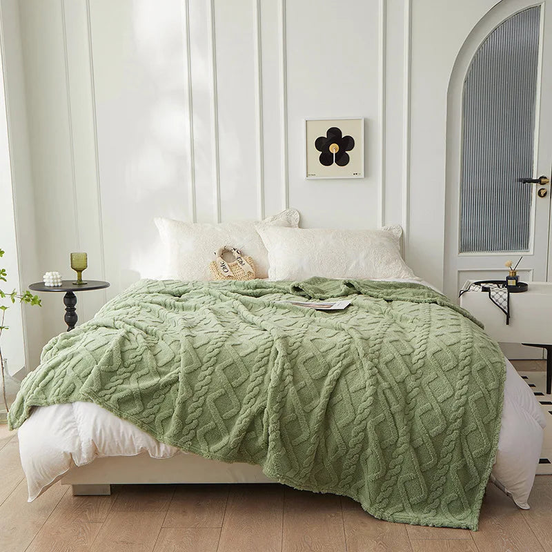 LoungeYard | Reversible Thick Lambswool Blanket - CozyLuxe — product view 4