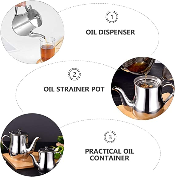 LoungeYard | Oil filter jug in stainless steel — product view 2