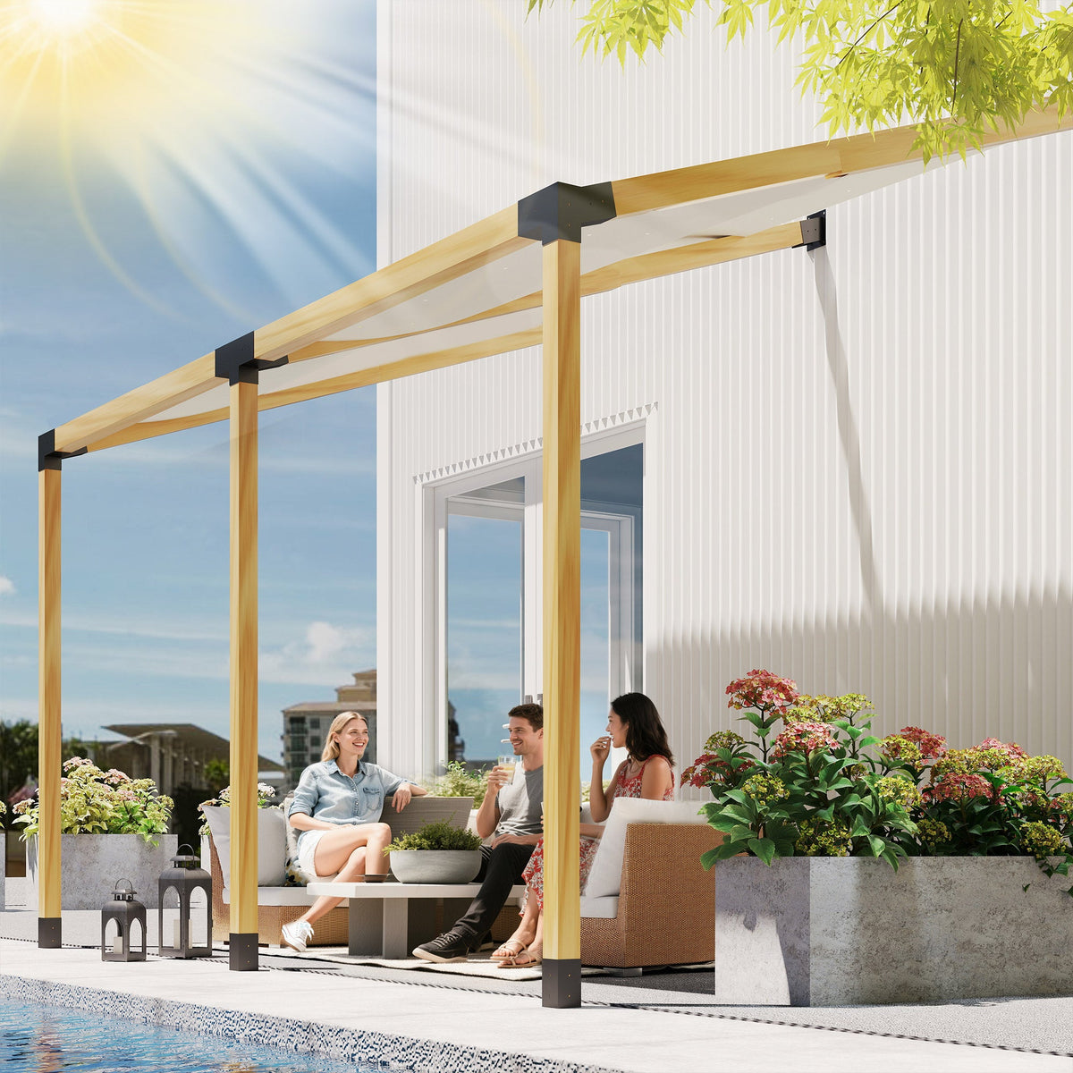 9 PCS Pergola Bracket Kit for 4" x 4" Lumber, Black — product view 3