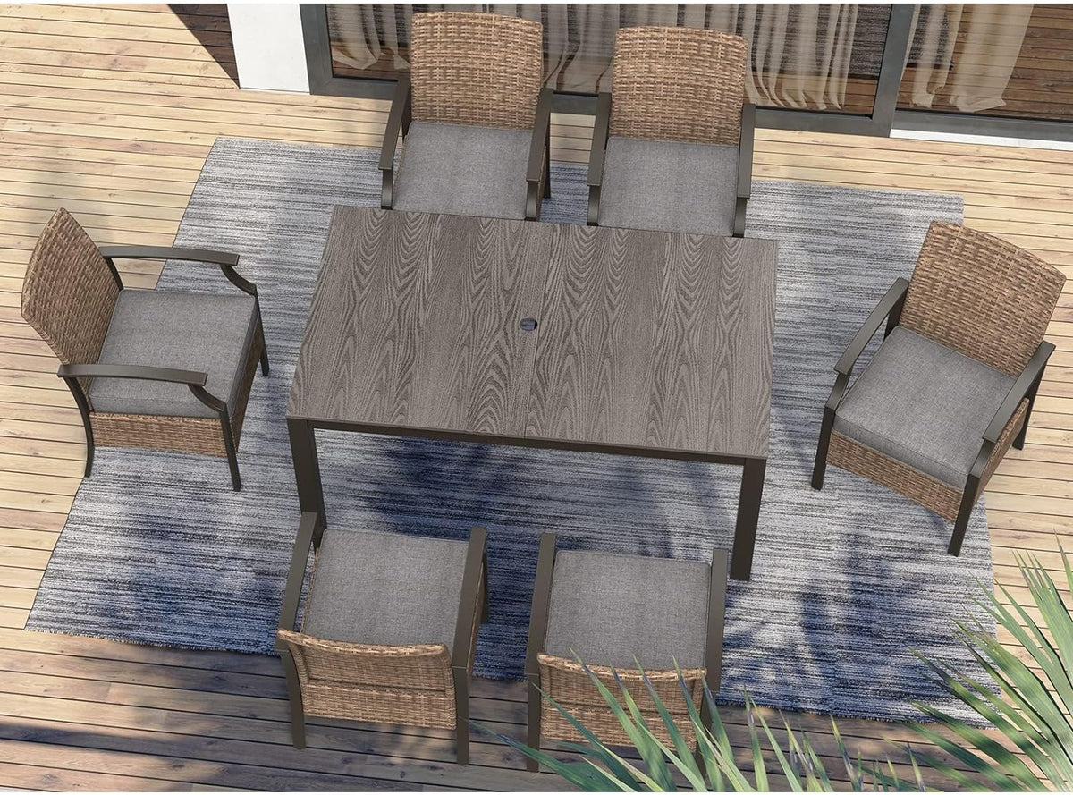 LOUNGE YARD Outdoor Dinning Sets, Traditional Weather-Resistant Wicker Patio Furniture Sets — product view 5