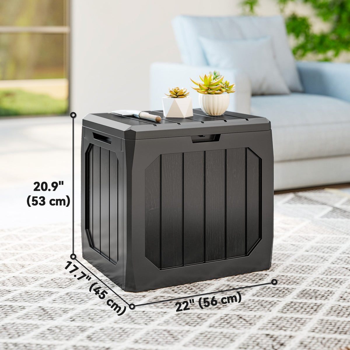 32 Gallon Plastic Deck Box with Handles, Black — product view 5