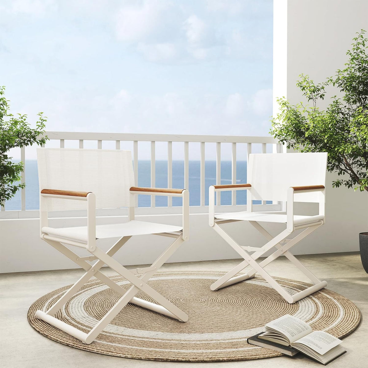 LOUNGE YARD Outdoor & Indoor Aluminum Mesh Sling Folding Director Chair Lightweight All-Weather Wood Grain Camping and Hunting Chair for Garden — product view 5