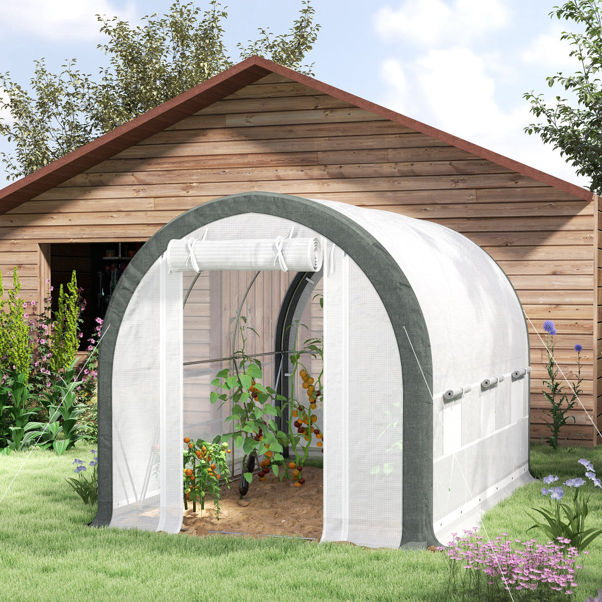 10' x 6.6' x 6.6' Walk-in Tunnel Greenhouse with 6 Windows, White — product view 4
