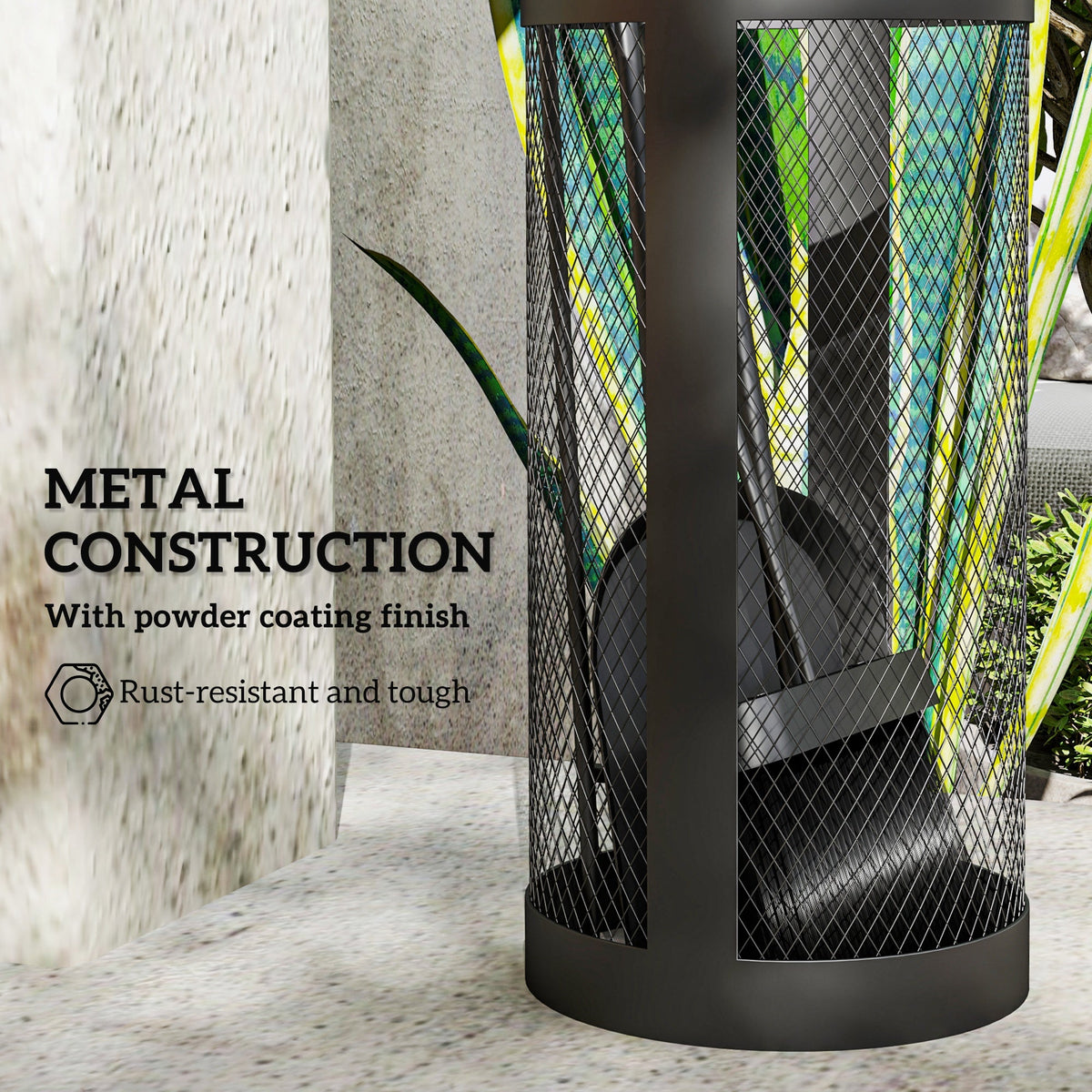 5-Piece Metal Fireplace Tool Set with Brush, Shovel, Poker, Tongs & Mesh Bucket for Indoor or Outdoor Fireplaces — product view 7