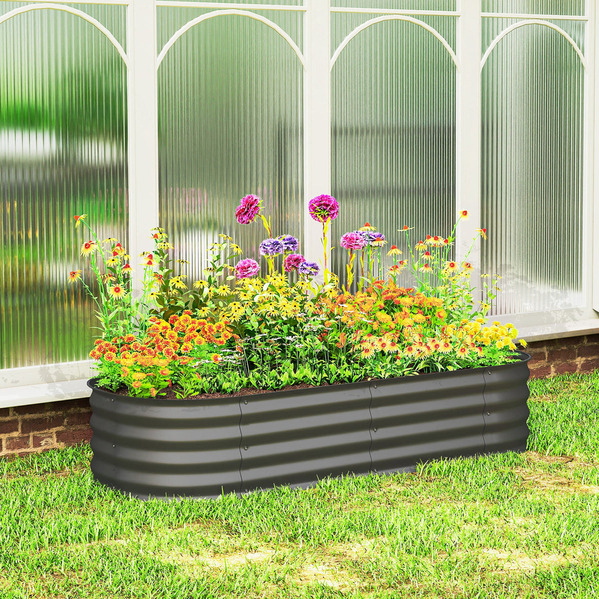 5' x 2' x 1' Galvanized Raised Garden Bed Kit, Dark Gray — product view 4