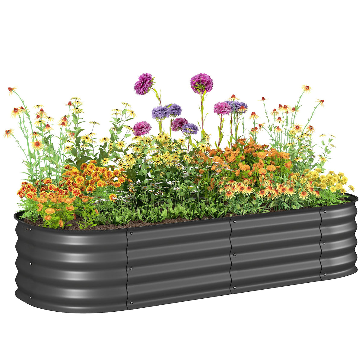 5' x 2' x 1' Galvanized Raised Garden Bed Kit, Dark Gray — product view 1