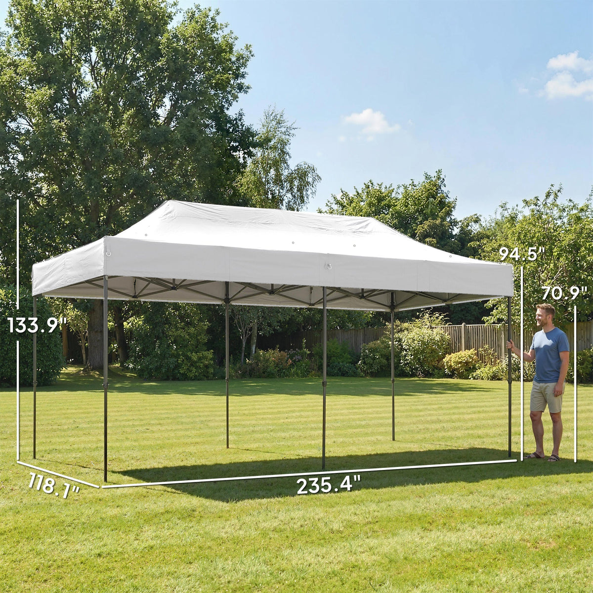10' x 20' Pop Up Canopy Tent with Wheeled Carry Bag, White — product view 5