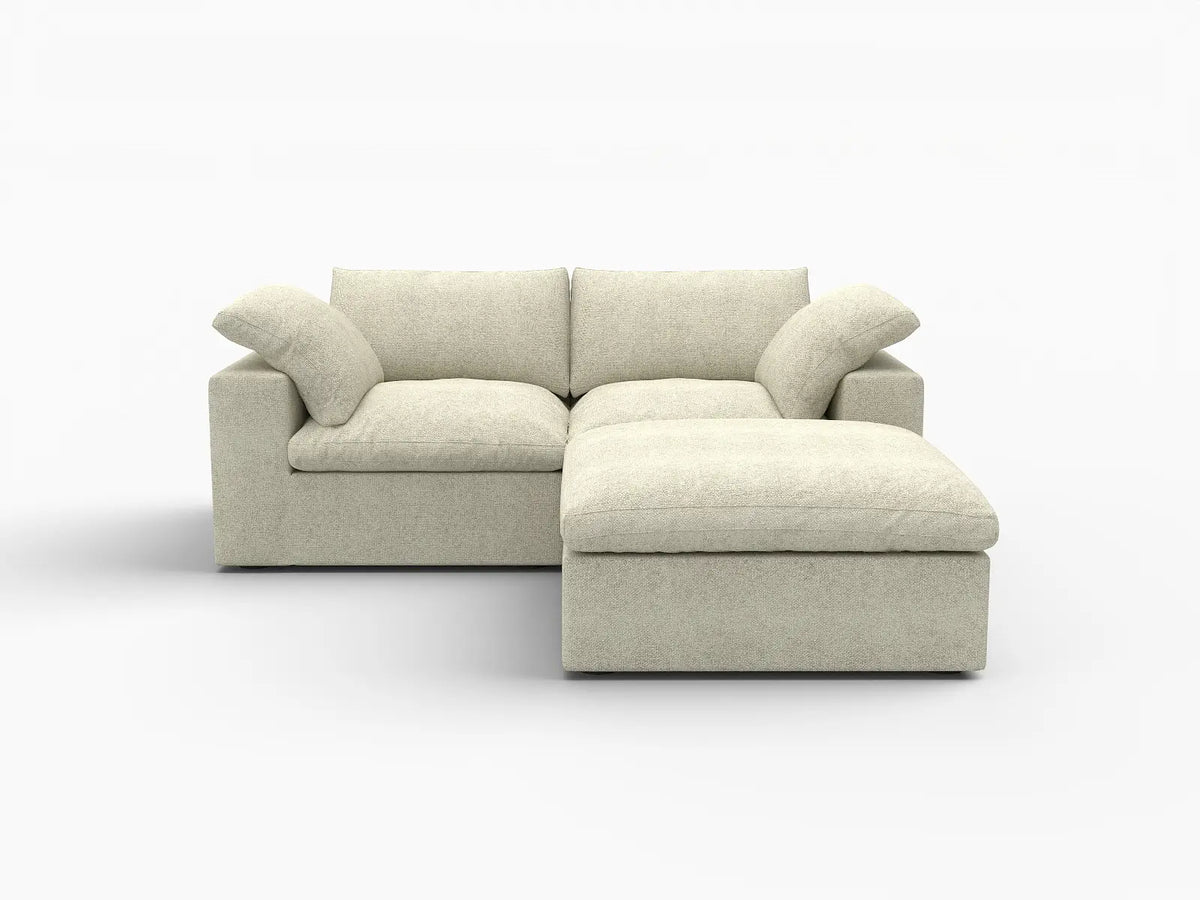 Deluxe Cloud 2-Seater Khaki Storage Chaise Sectional | 3-Piece (includes 1 Ottoman), Cotton and Linen Fabric, Washable Covers — product view 7